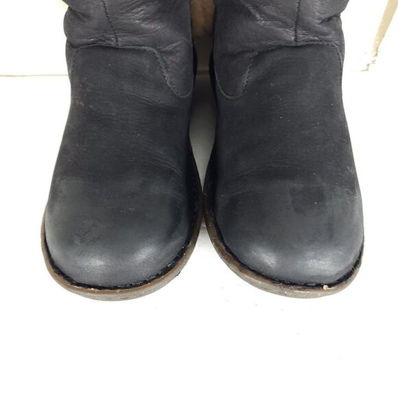 UGG Women's Akadia US 7 Black Leather Sheepskin Shearling Mid Calf Winter Boots - Picture 4 of 12